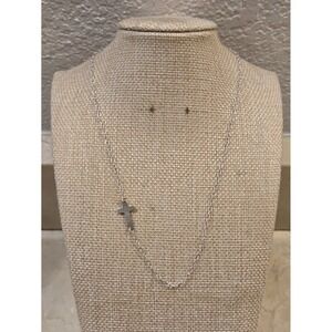Vintage Sterling Silver In-line Cross Pendant Necklace 16"